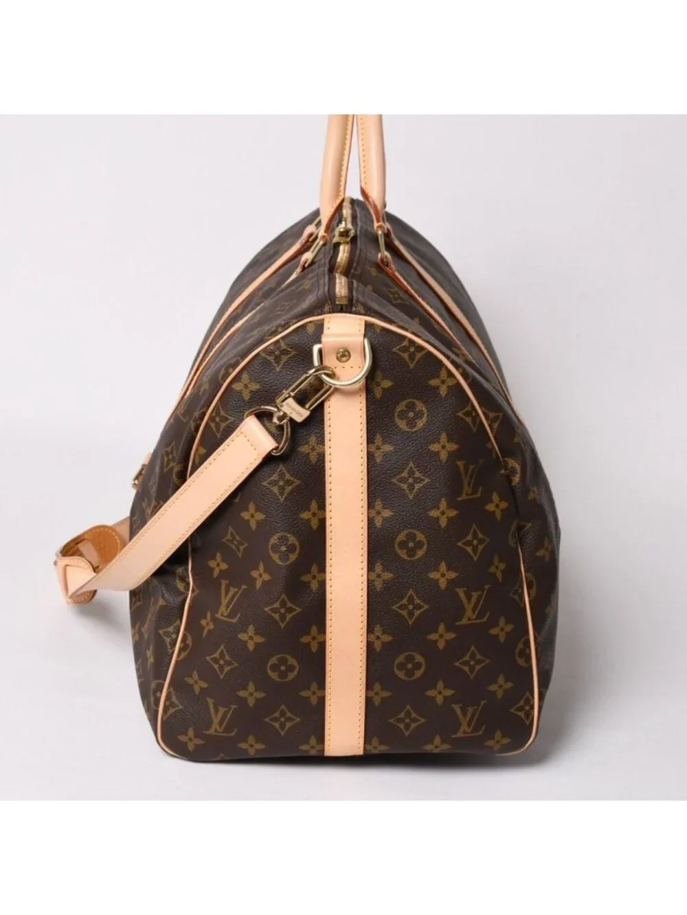 Louis Vuitton Monogram Keepall Bandouliere 55 2-Way Boston Bag Brown Canvas